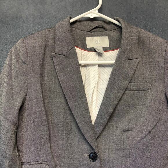 H&M Tailored Gray Blazer – Women’s Size 4 Career Work Jacket Lightweight Modern - Picture 7 of 14